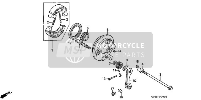 Honda PK50 1995 Front Brake Panel for a 1995 Honda PK50